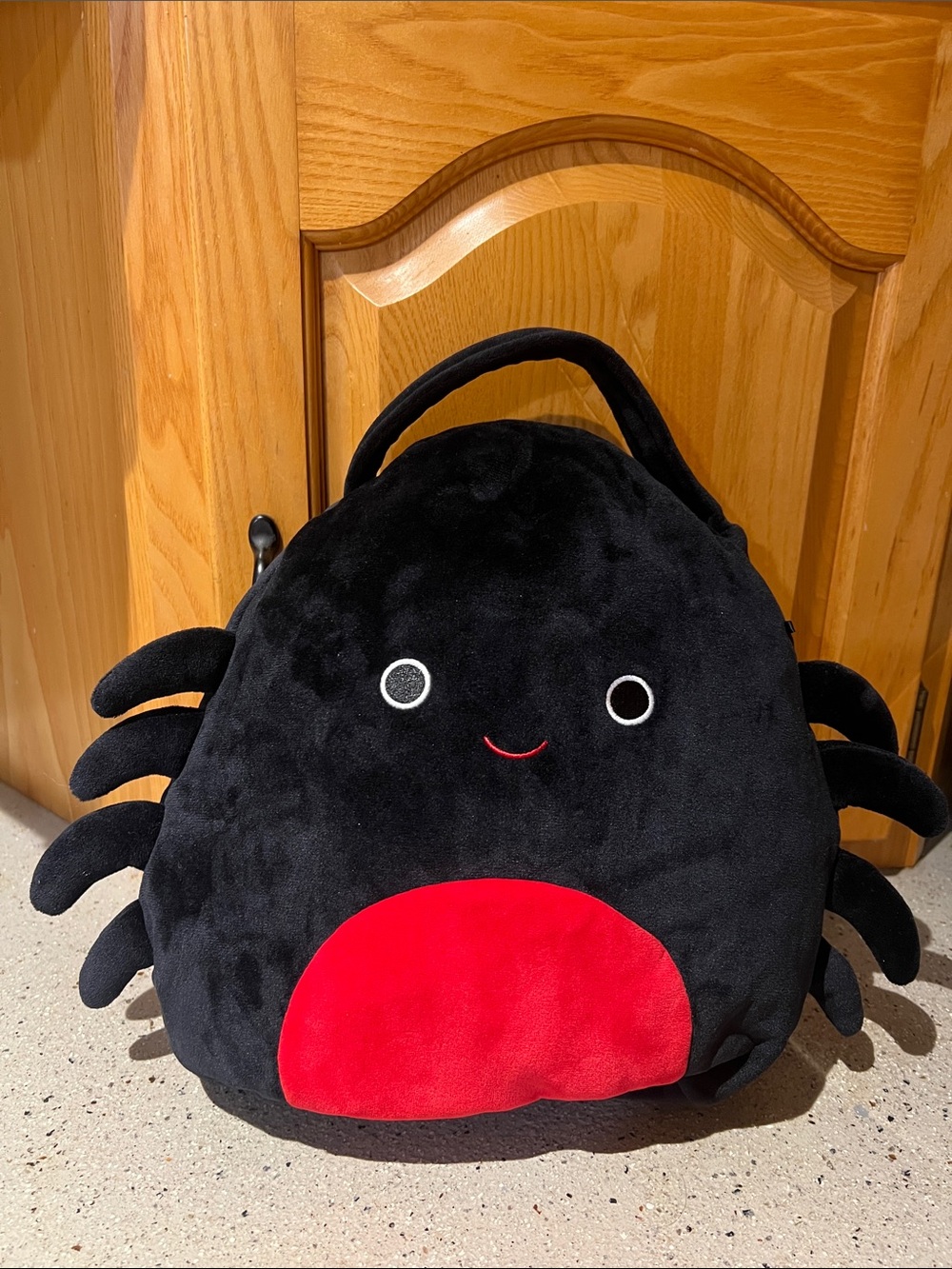 Squishmallows Black Plush Bella the Spider Bag with Red Accent